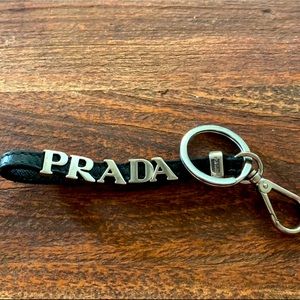Prada Saffiano black leather keychain & valet key